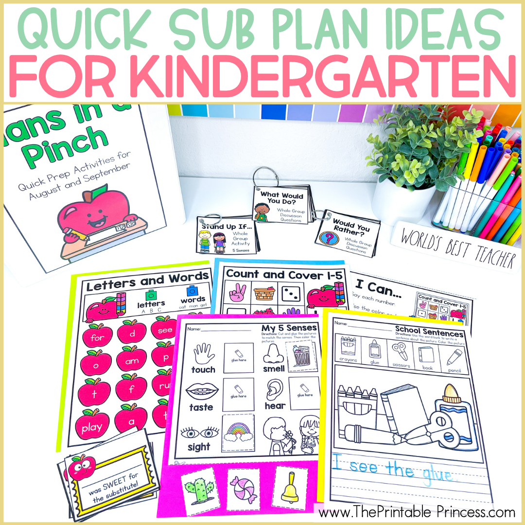 kindergarten sub plan activities