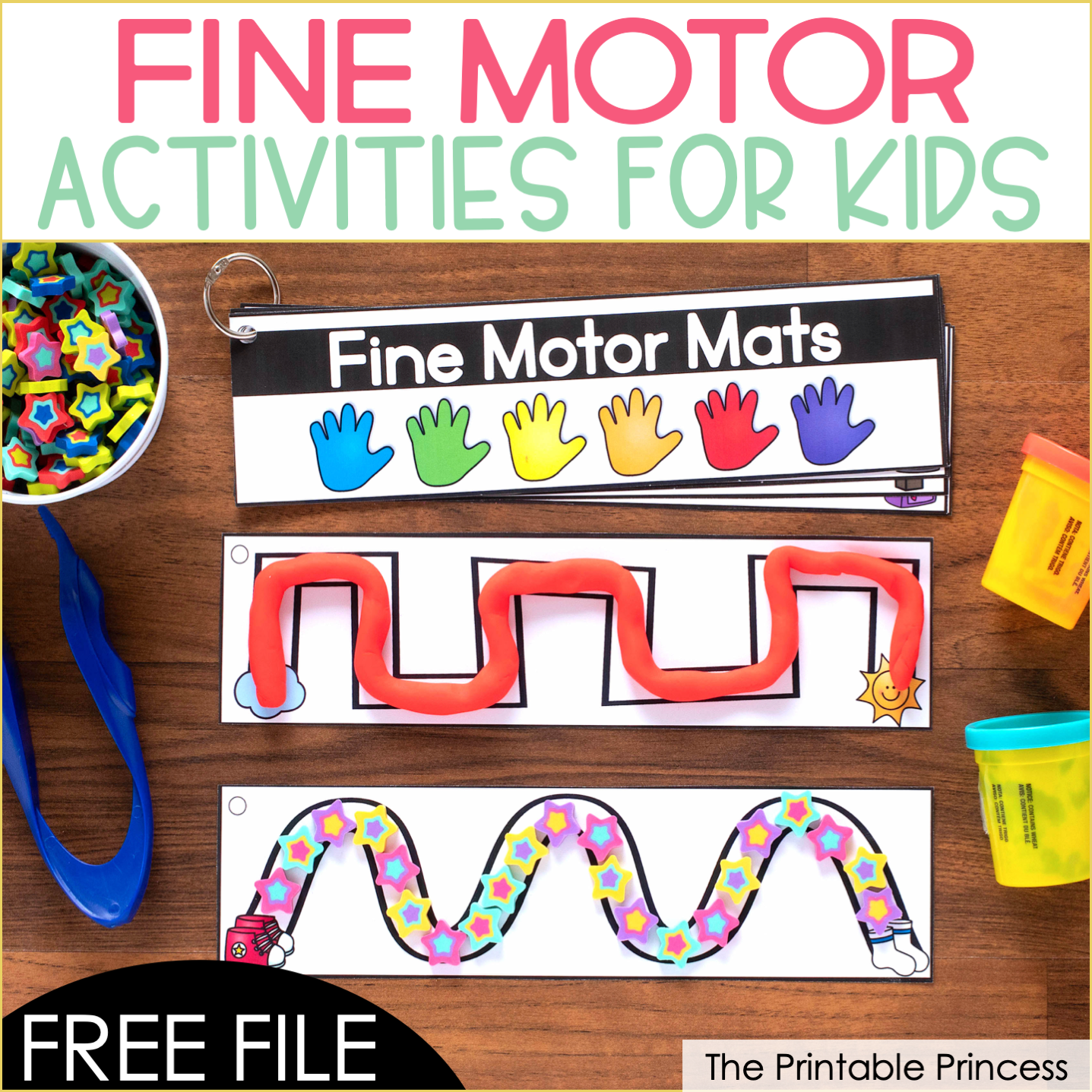 Free fine motor activities - are you looking for another way to strengthen fine motor skills? Check out this fun and FREE activity that can be used multiple ways. Great for PreK, Kindergarten or homeschool. This free fine motor activity is easy to prep and can be used with play dough, mini erasers, or dry erase markers.