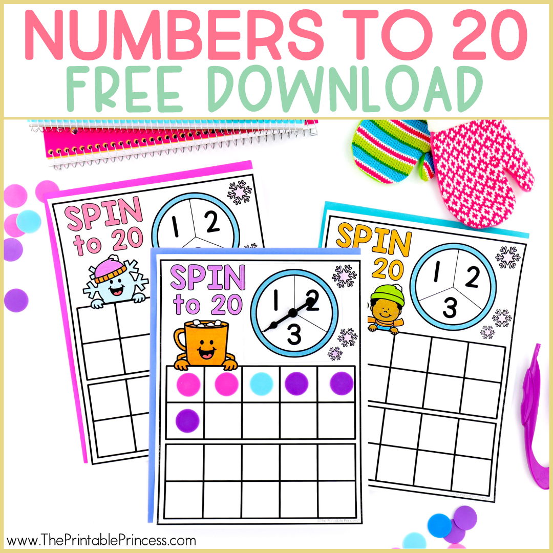 Free Numbers to 20 Winter Kindergarten Math Game