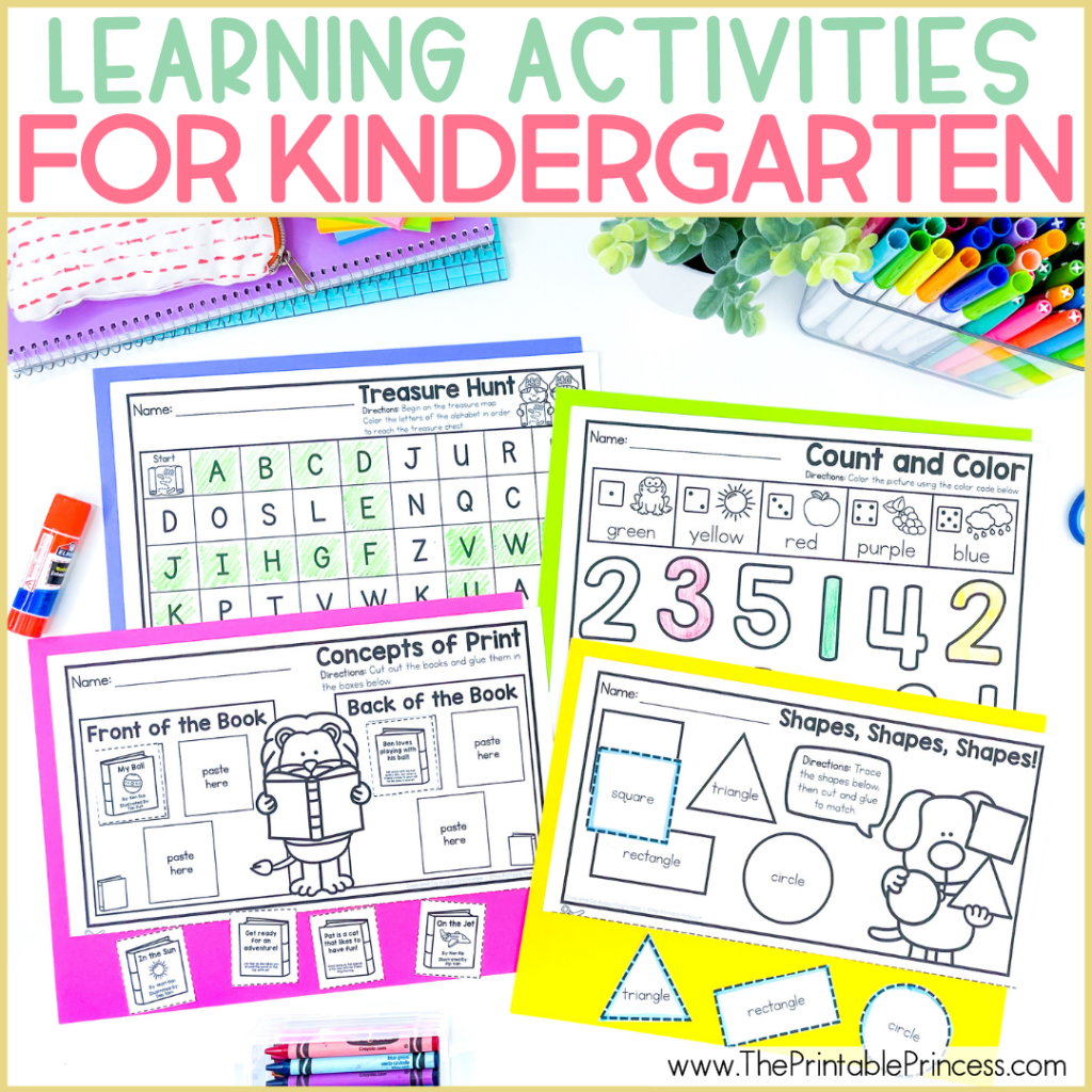 No Prep Math and Literacy Kindergarten Learning Activities