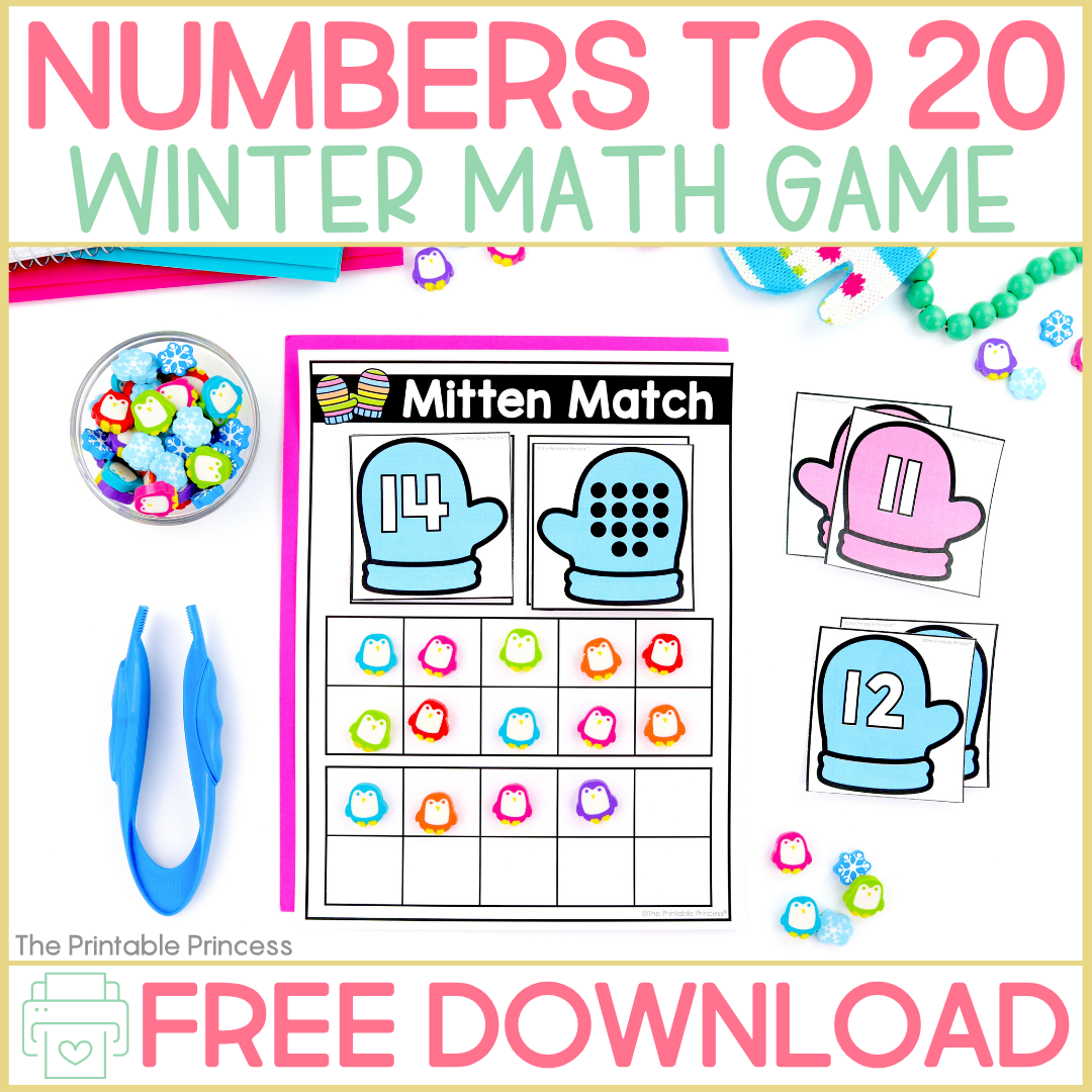 Mitten Match Teen Numbers Freebie